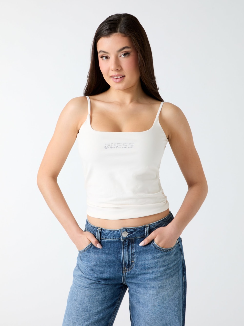 Ortensia Rhinestone Logo Tank - Guess