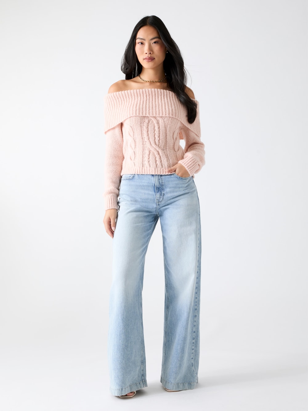 Off-shoulder wool-blend sweater - Guess