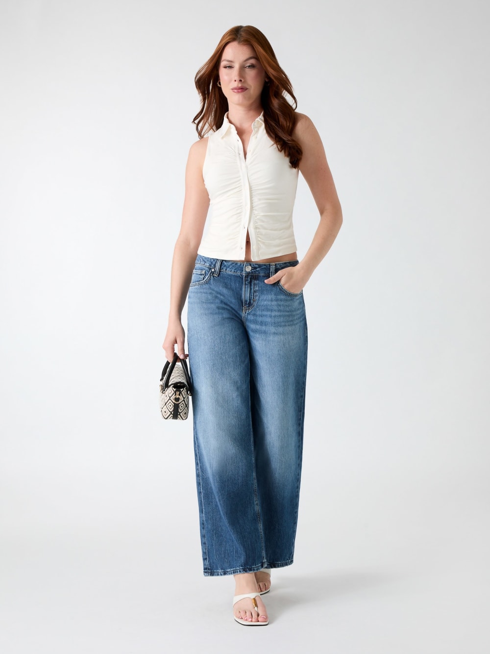 Sleeveless smocked top - Guess