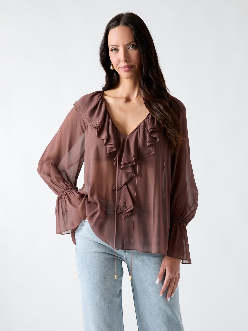 Marciano Sheer Ruffled Blouse - Guess