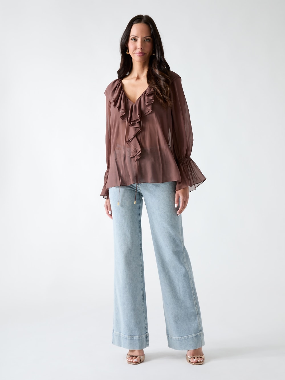 Marciano Sheer Ruffled Blouse - Guess