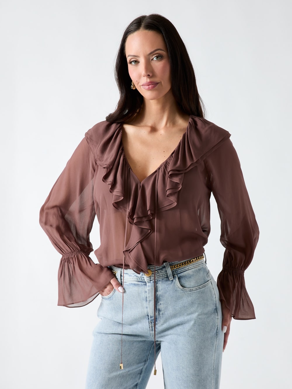 Marciano Sheer Ruffled Blouse - Guess