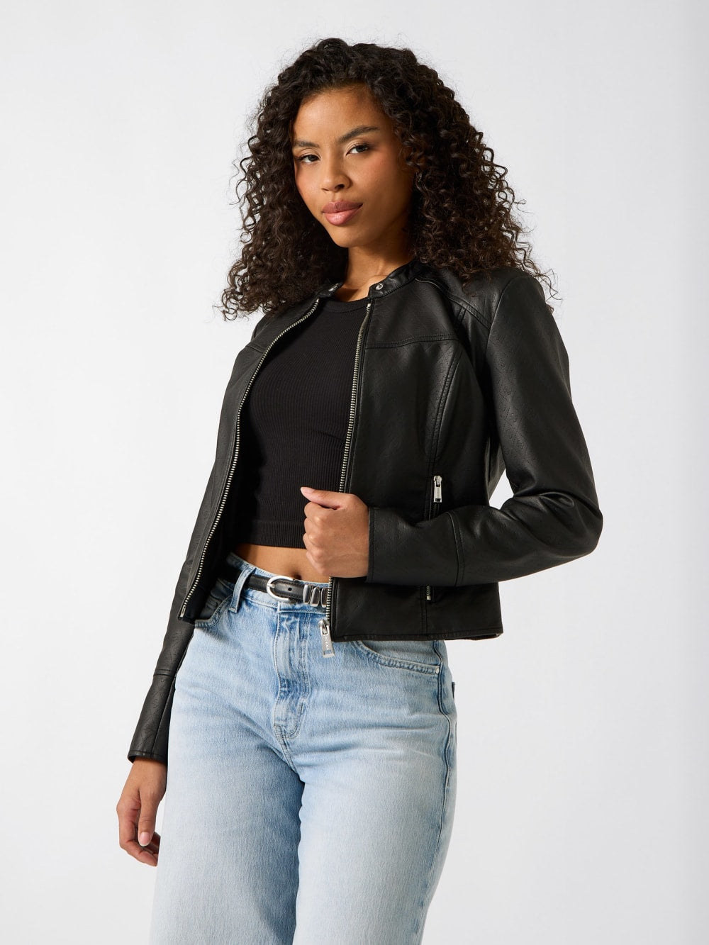 Quattro G Faux-Leather Biker Jacket - Guess