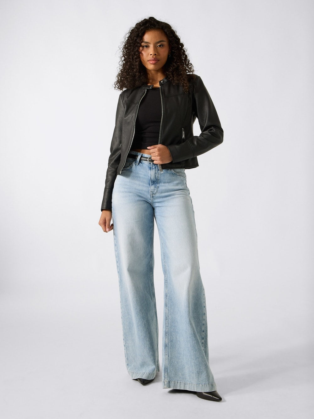 Quattro G Faux-Leather Biker Jacket - Guess