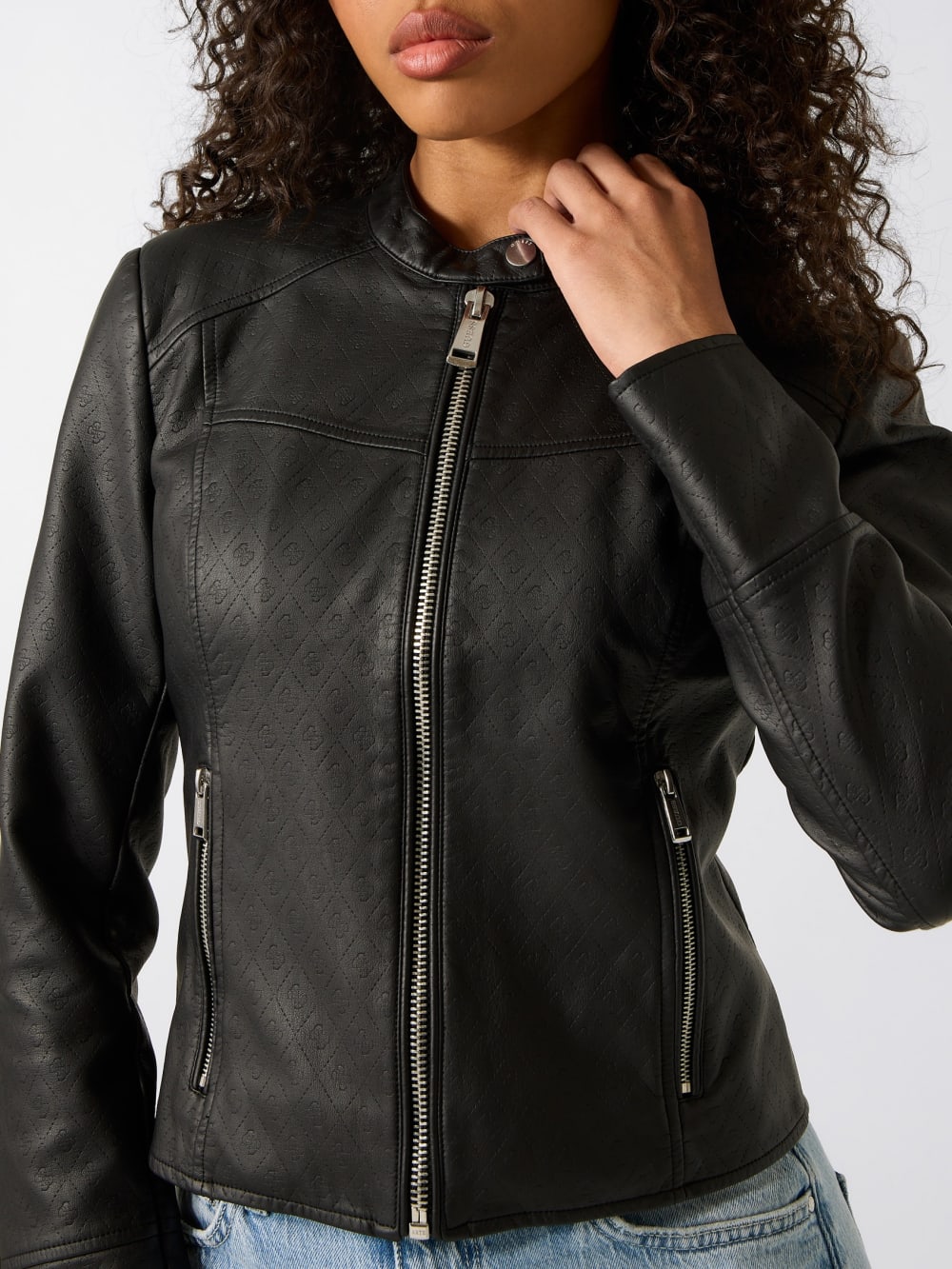 Quattro G Faux-Leather Biker Jacket - Guess