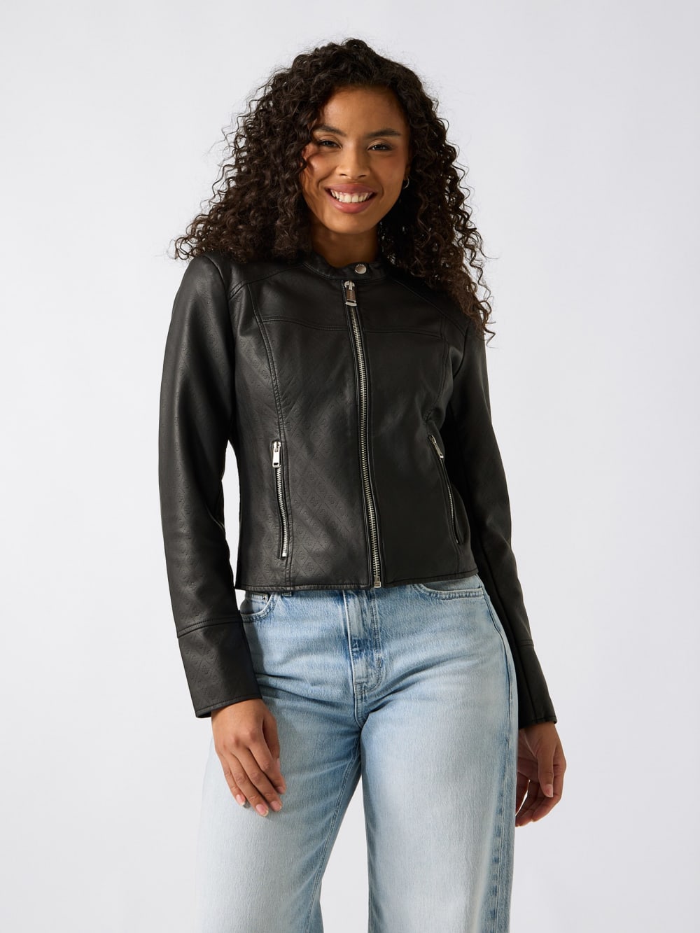 Quattro G Faux-Leather Biker Jacket - Guess