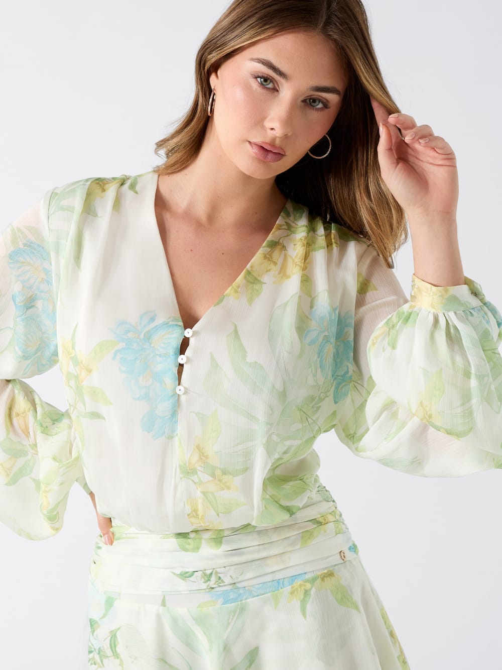 Chiffon Ruffled Mini Dress - Guess