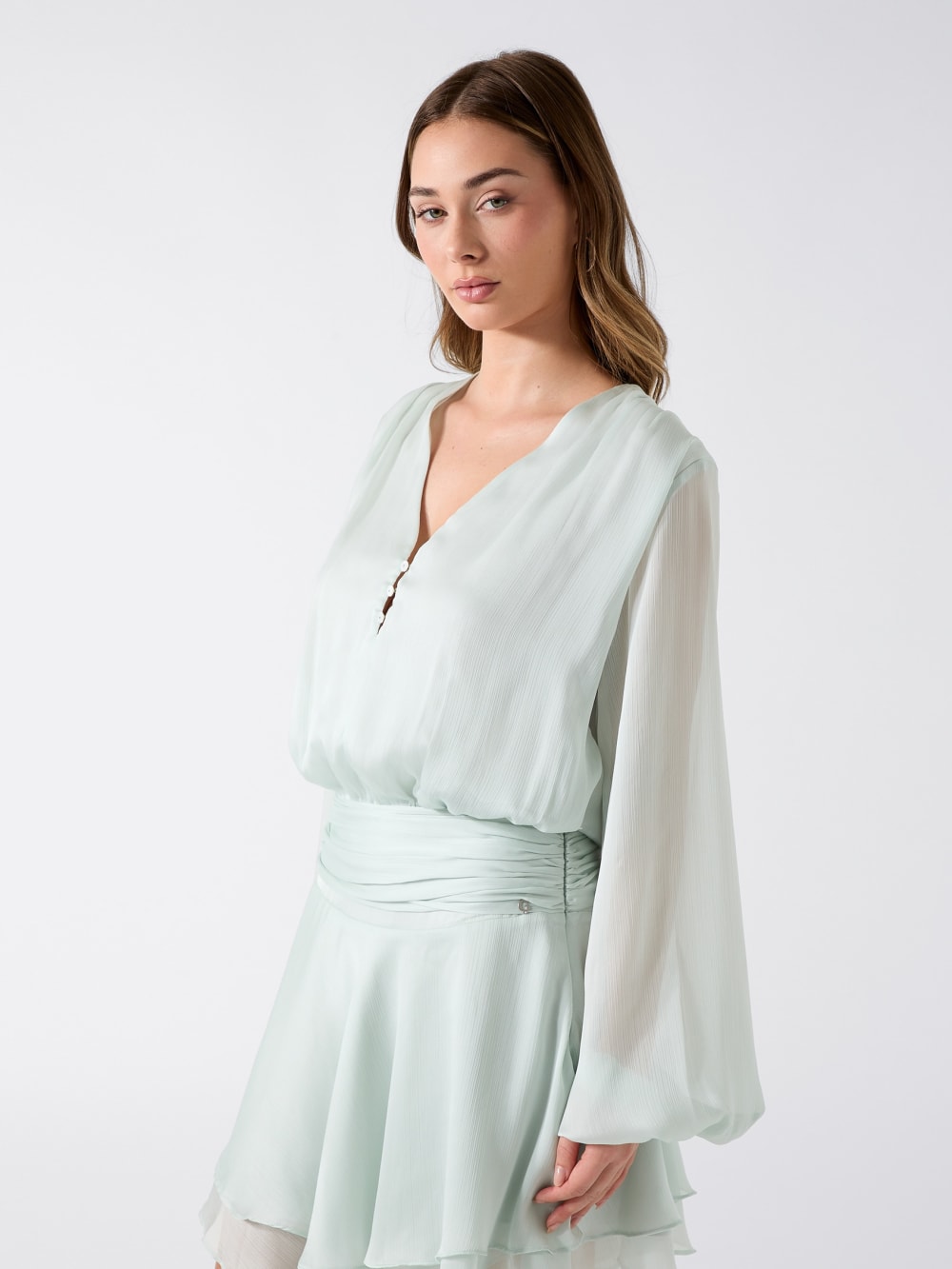 Chiffon Ruffled Mini Dress - Guess