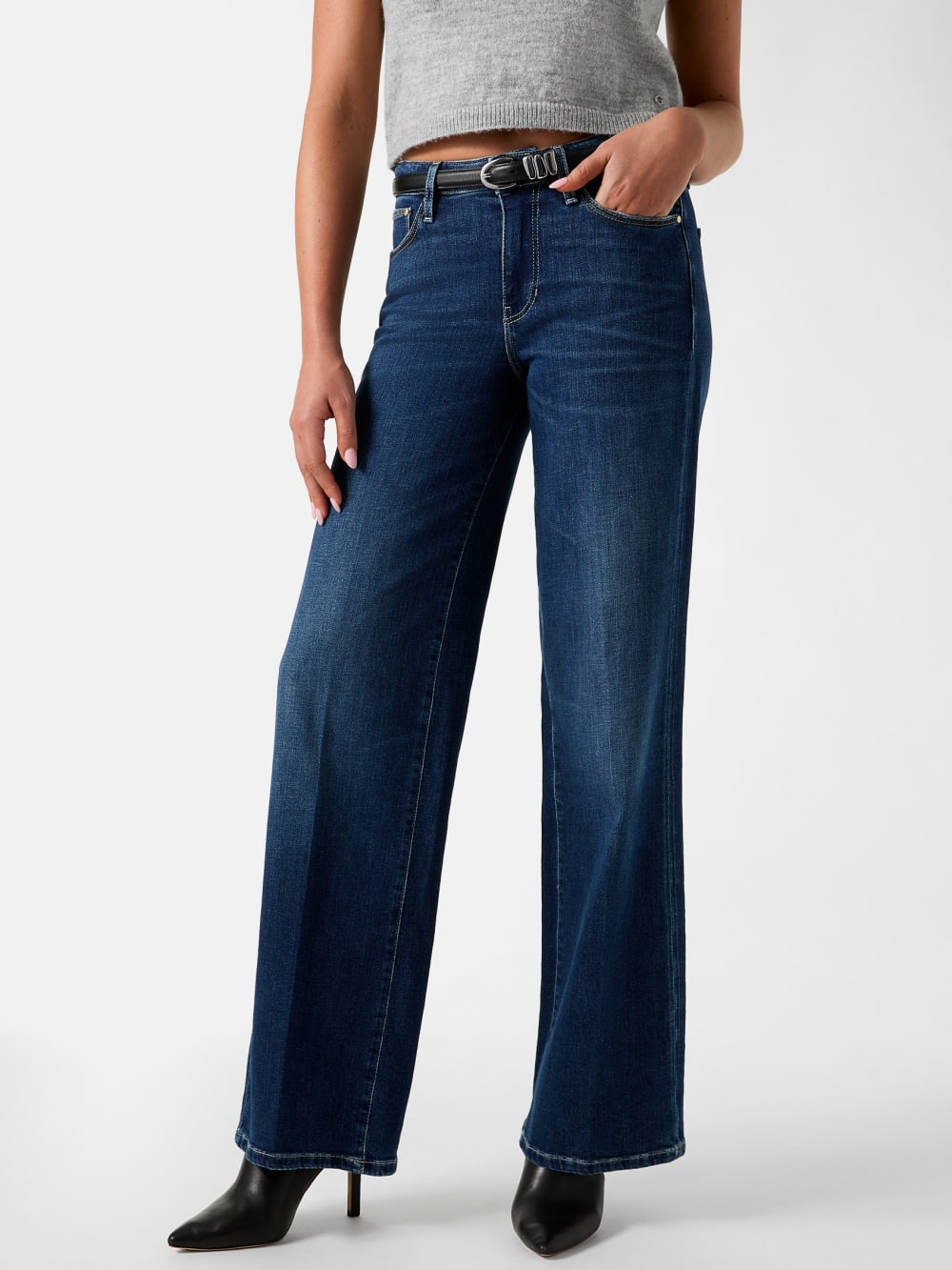Mid-Rise Sexy Palazzo Wide-Leg Jeans - Guess