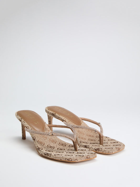 Mayan Rhinestone Thong Strap Heels - Guess