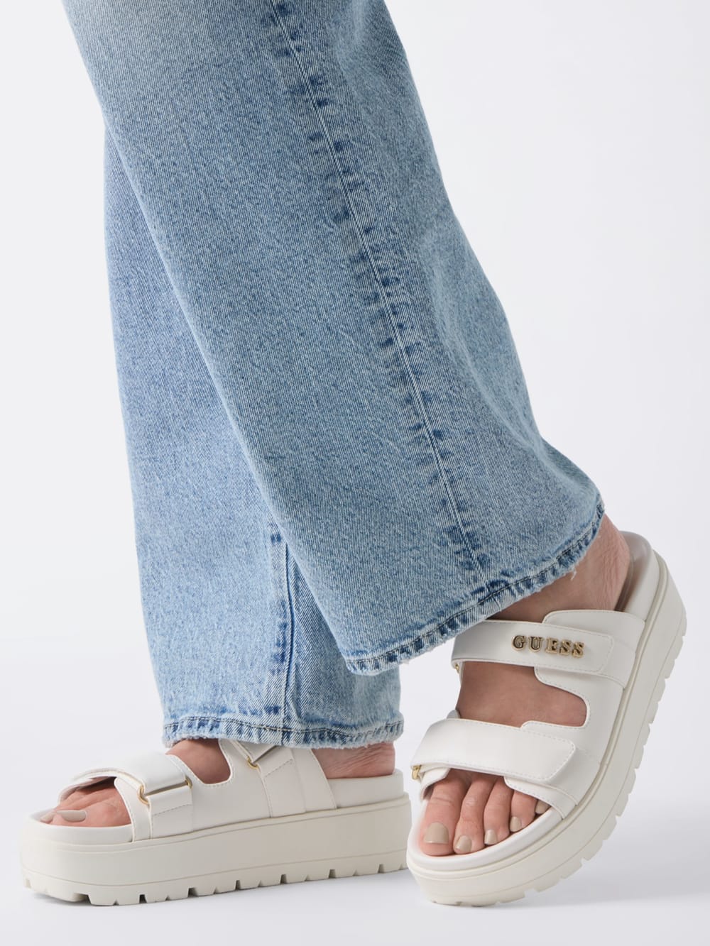 Fasten Genuine Leather Sandal - Guess