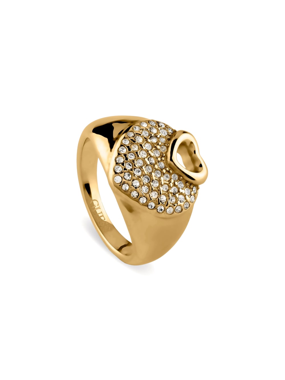 Gold-Tone Pav  Heart Ring - Size 7 - Guess