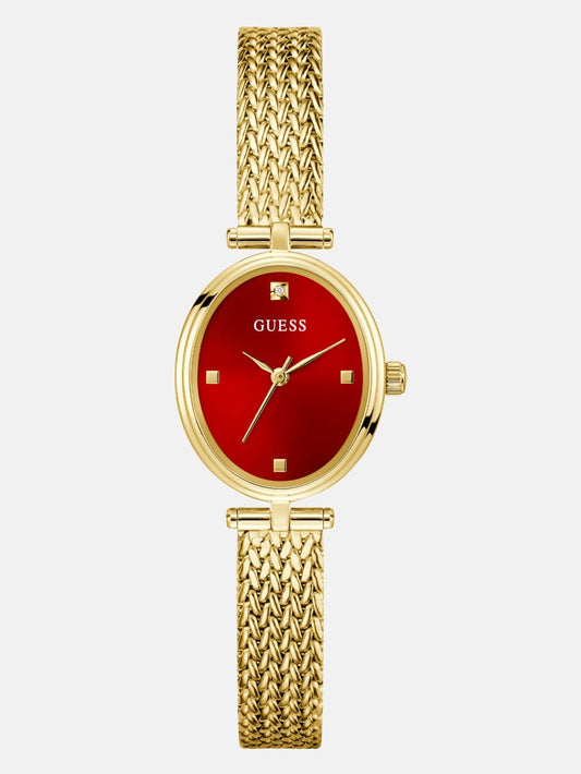 Gold-Tone Red Analog Watch - Guess