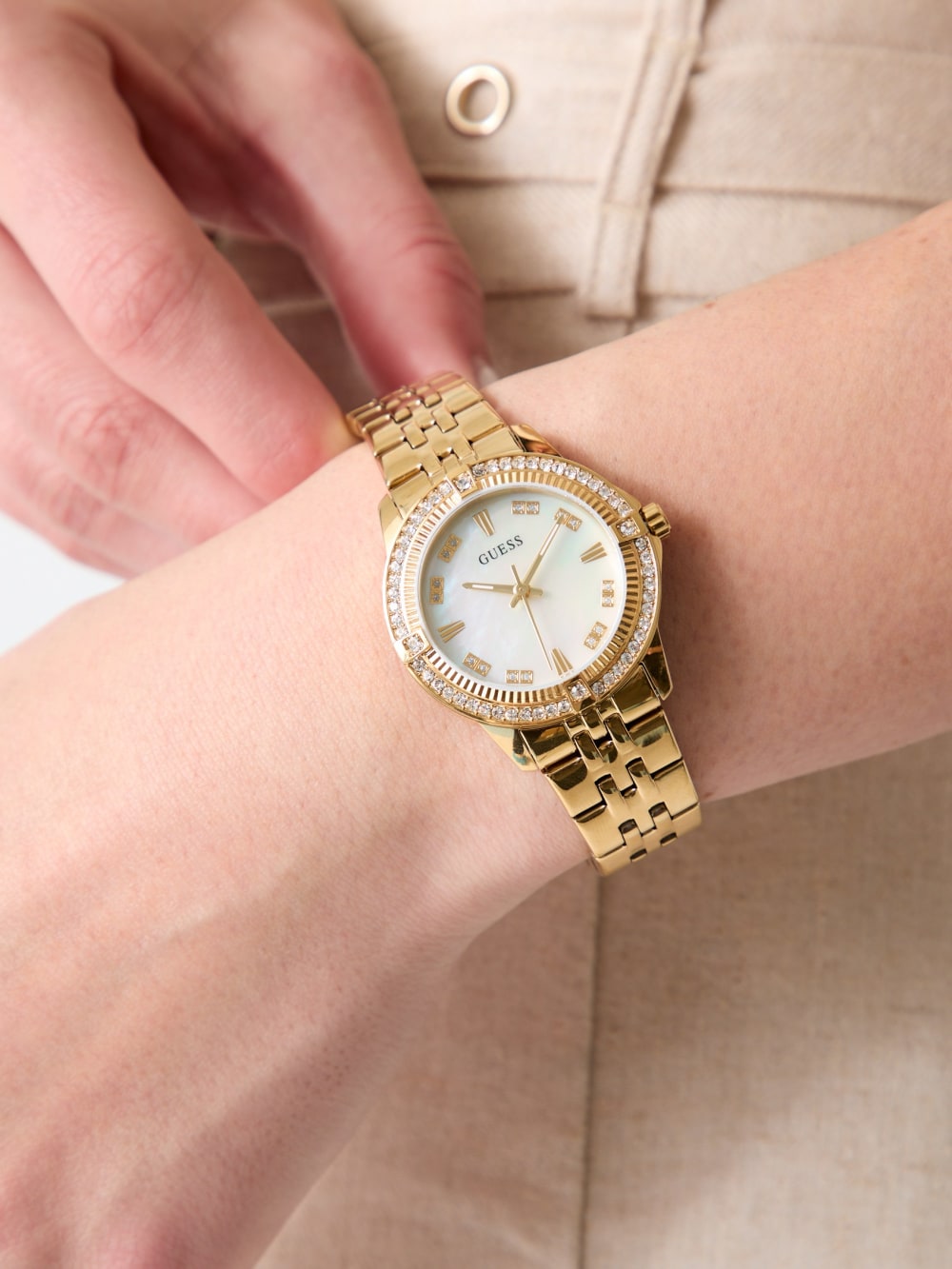 Crystal Stainless Steel analogue watch - Guess