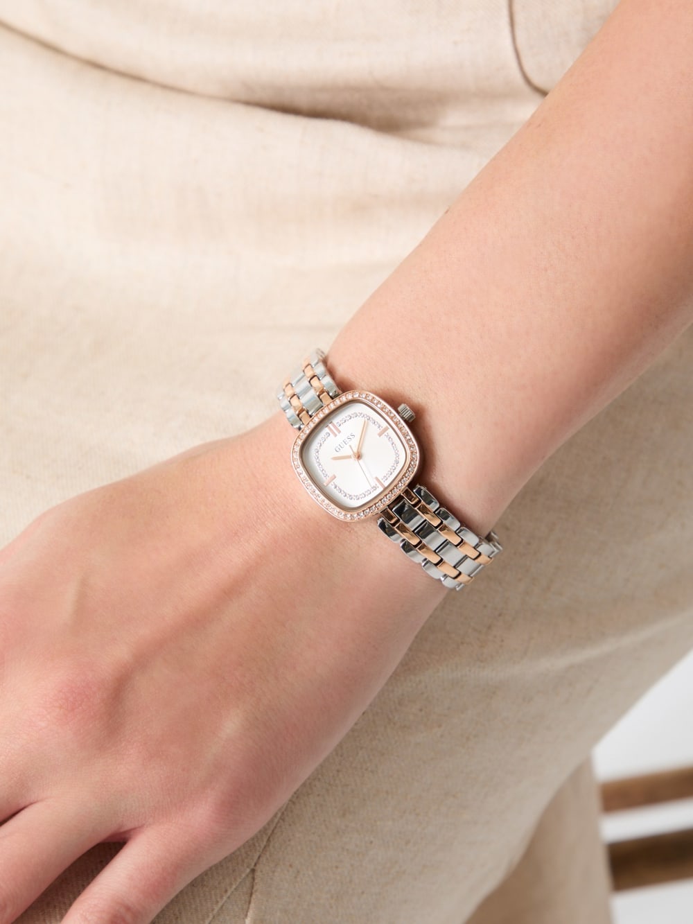 Crystal Recycled Steel analogue watch - Guess