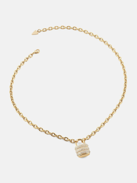 Gold-Tone Pav  Padlock Necklace - Guess