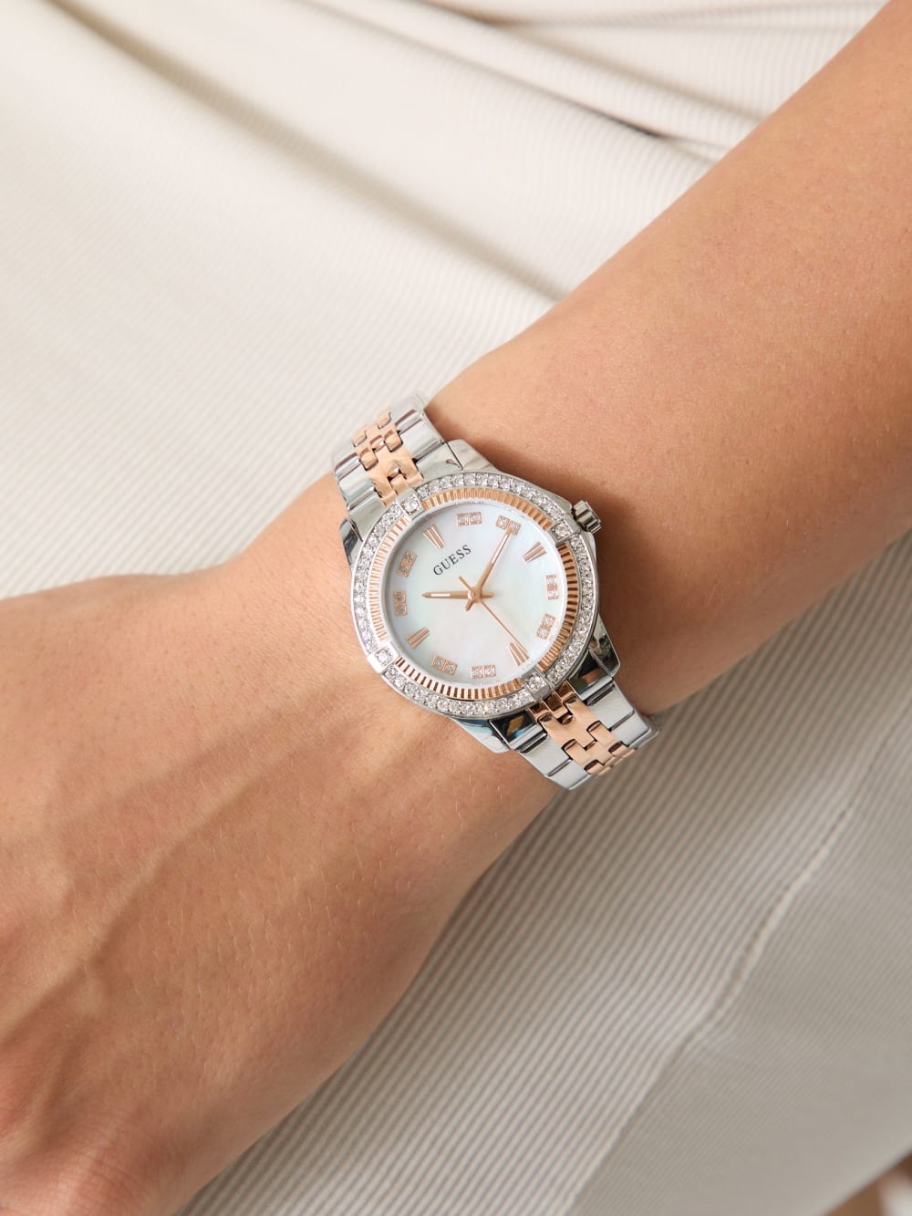 Crystal Stainless Steel analogue watch - Guess
