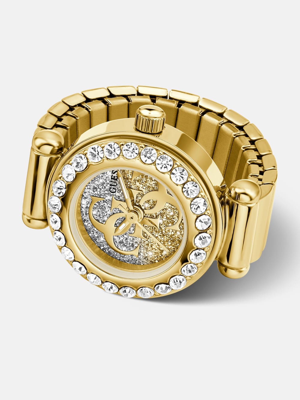 Crystal Stainless steel analogue ring 18 mm - Guess