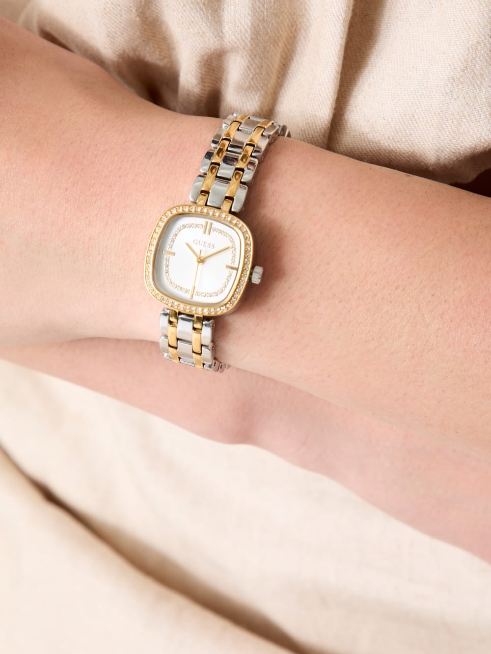 Crystal Recycled Steel analogue watch - Guess