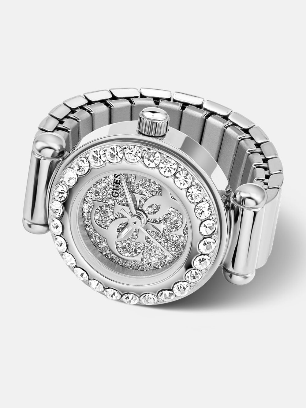 Crystal Stainless steel analogue ring 18 mm - Guess