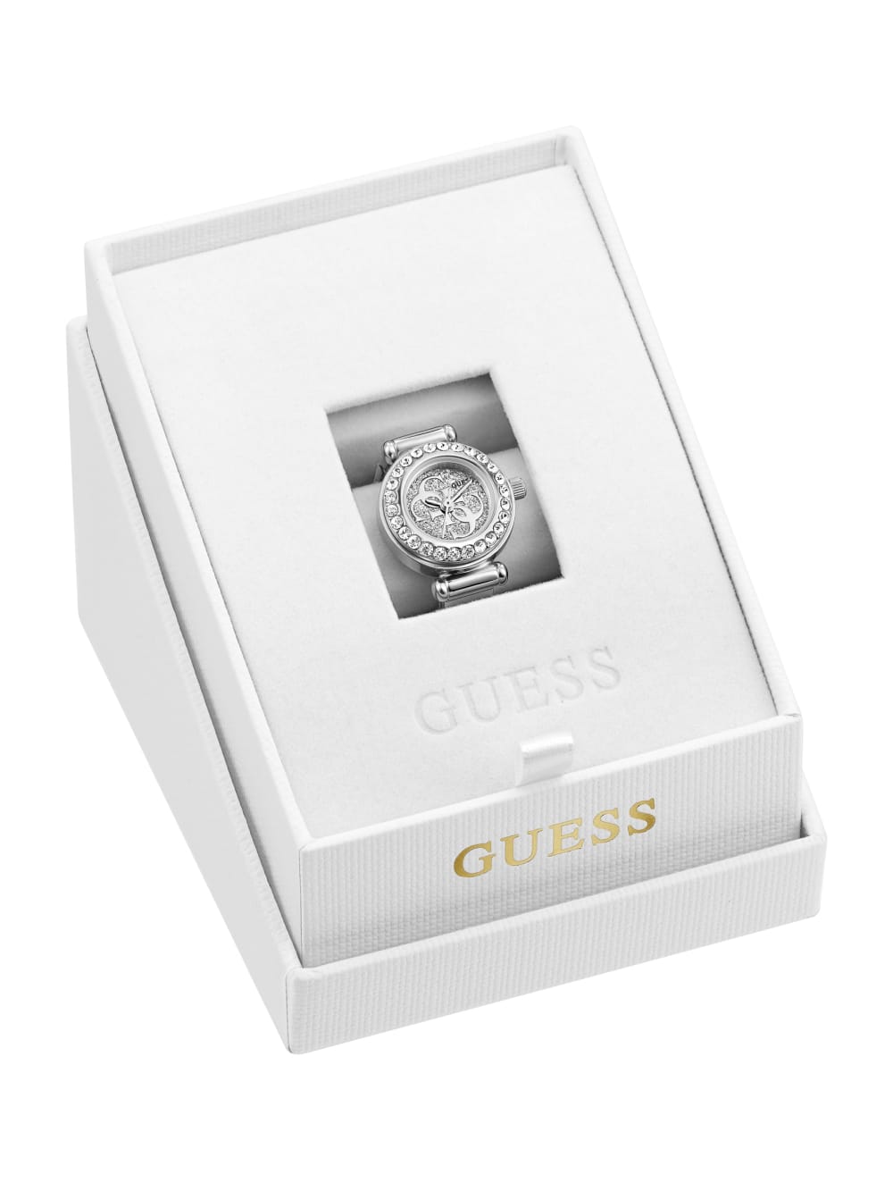 Crystal Stainless steel analogue ring 18 mm - Guess