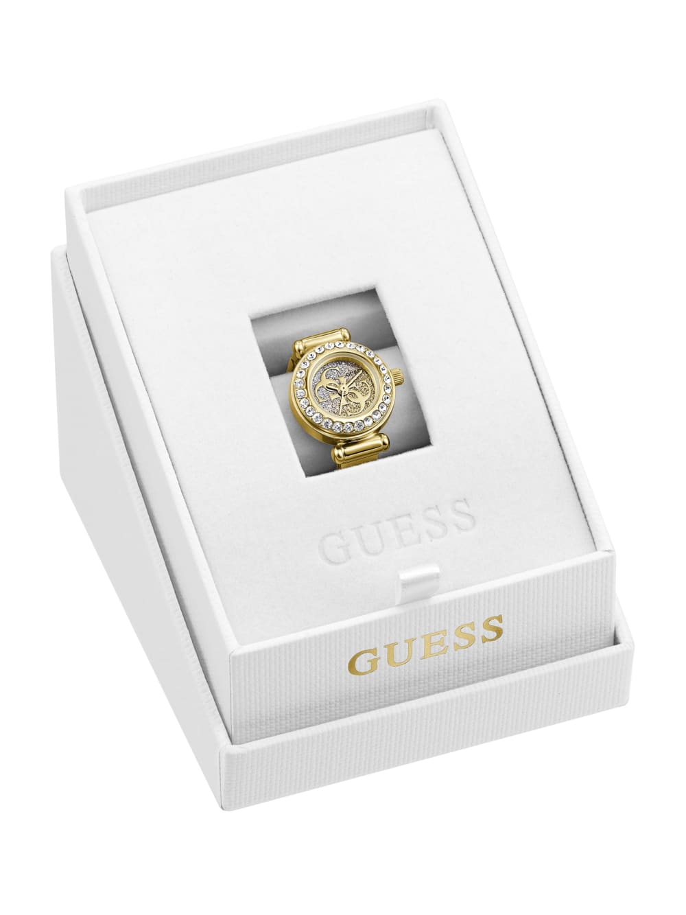 Crystal Stainless steel analogue ring 18 mm - Guess