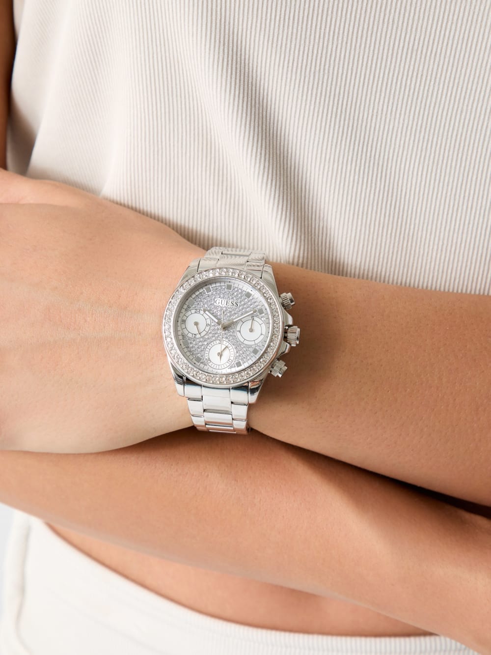 Crystal Stainless Steel multi-function watch - Guess