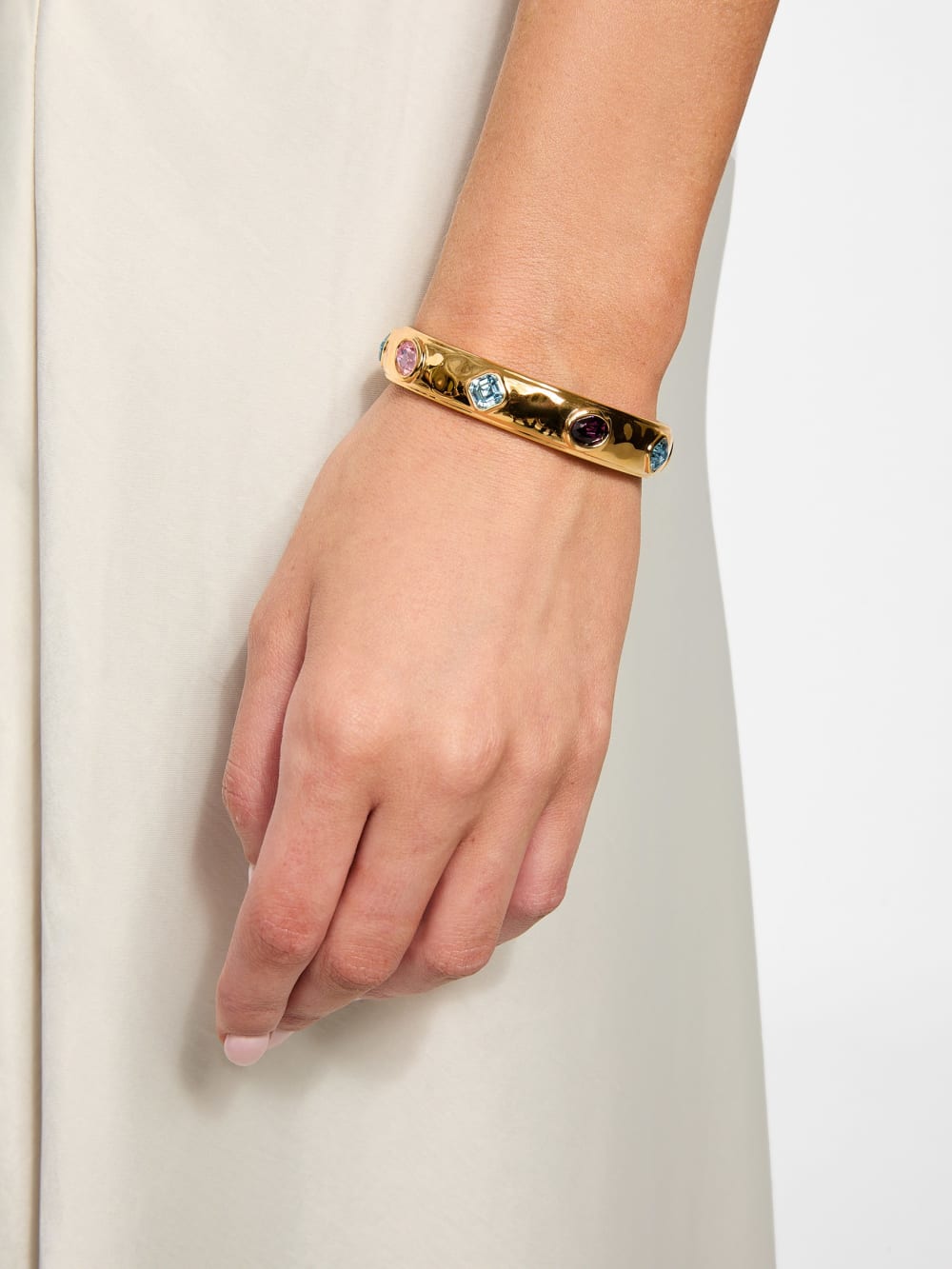 Gold-Tone Multicolor Crystal Bangle - Guess