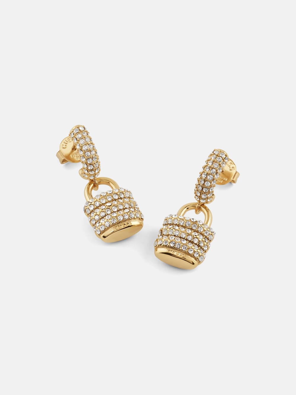 Gold-Tone Pav  Padlock Earrings - Guess