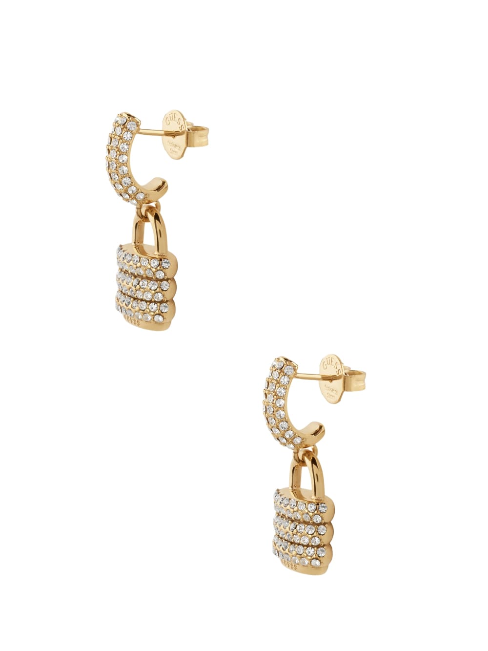 Gold-Tone Pav  Padlock Earrings - Guess