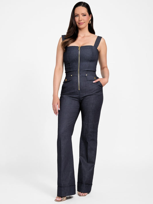 Denim Detachable Strapless Zip Jumpsuit - Guess
