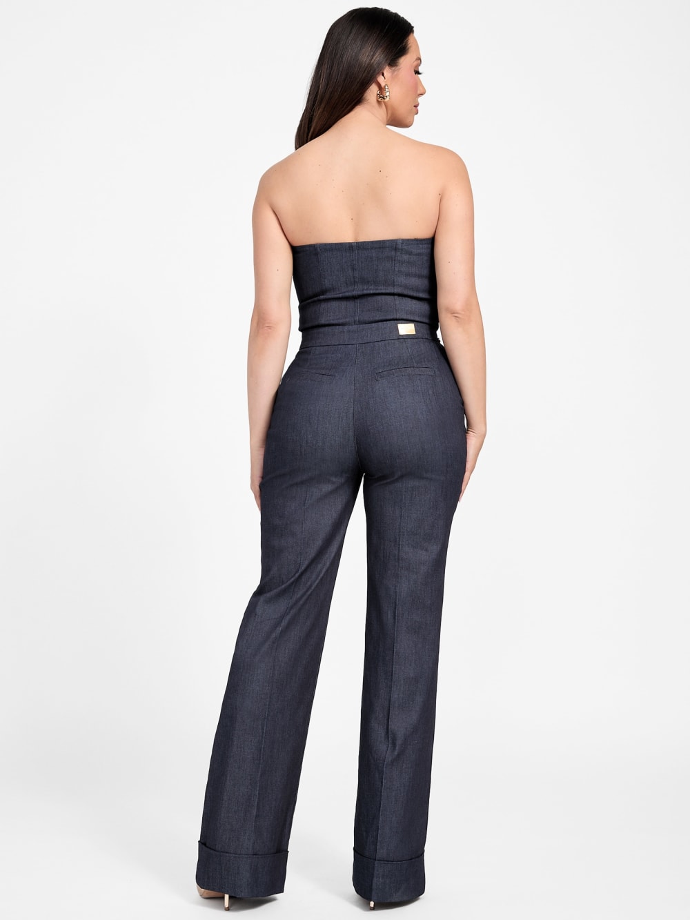 Denim Detachable Strapless Zip Jumpsuit - Guess