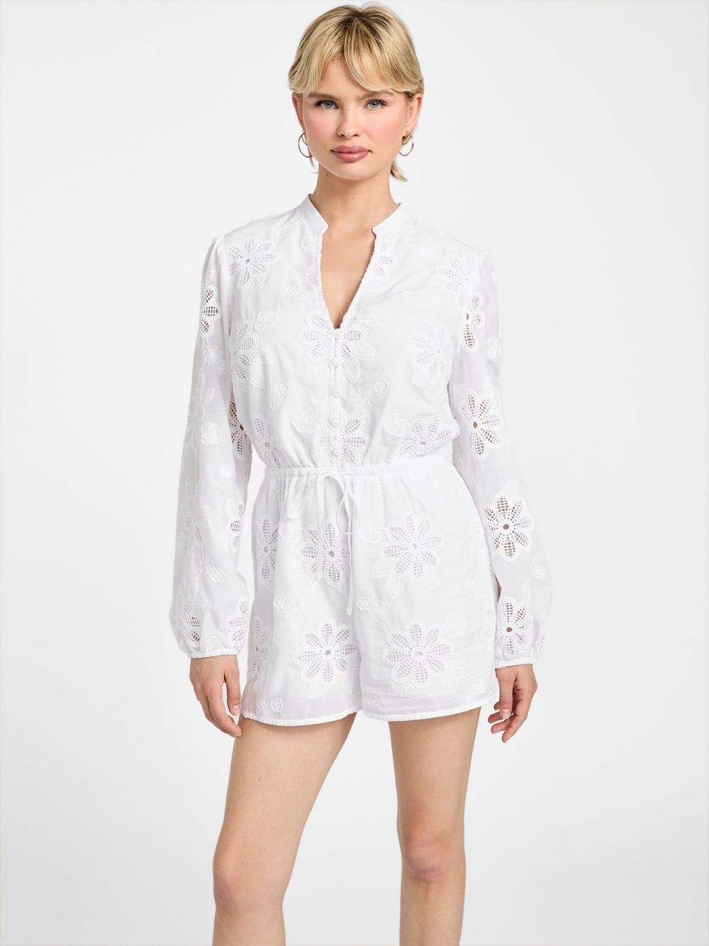Hazel Embroidered Eyelet Romper - Guess