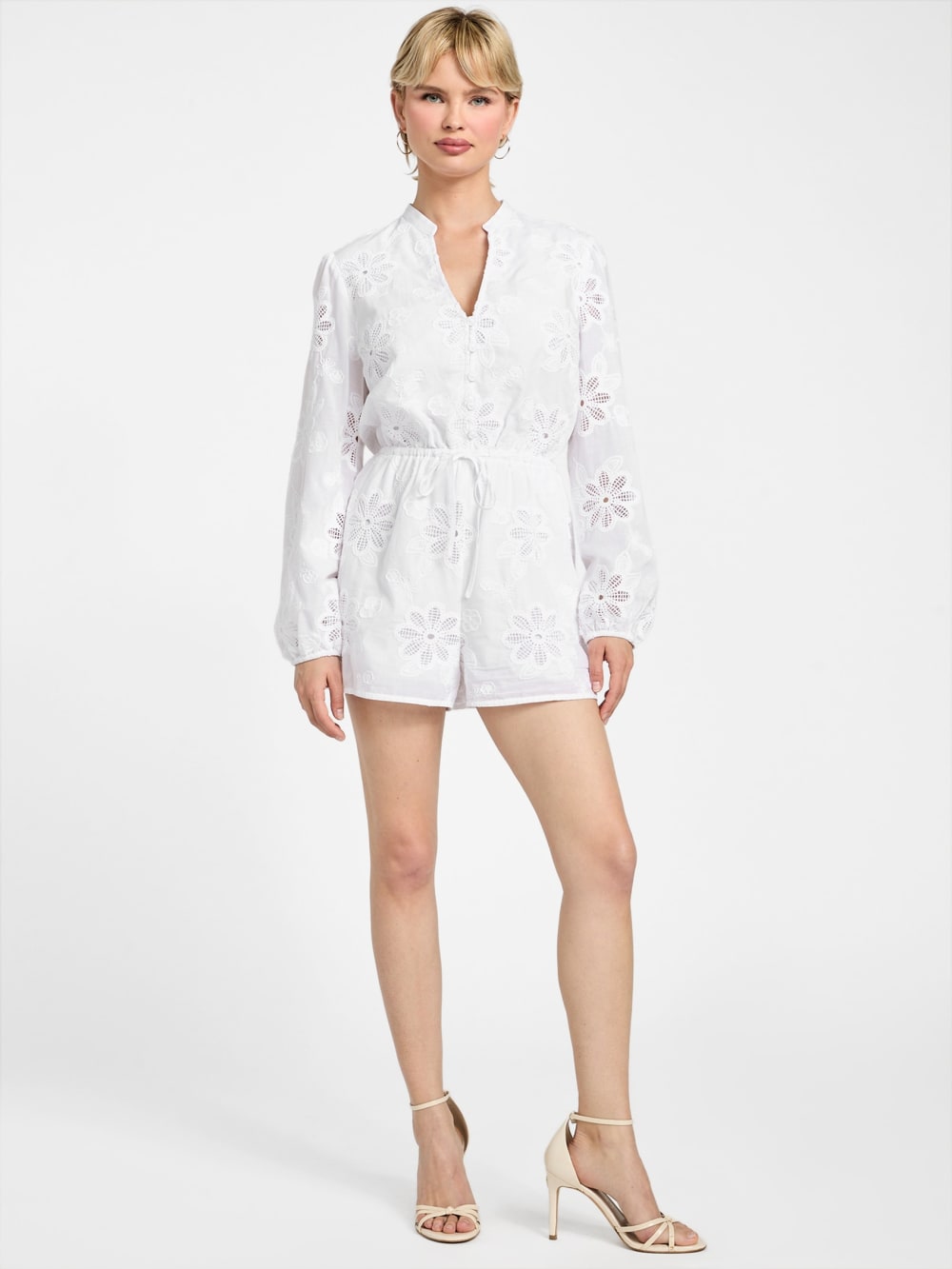 Hazel Embroidered Eyelet Romper - Guess