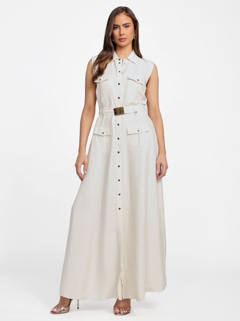 Eco Greta Linen-Blend Maxi Dress - Guess
