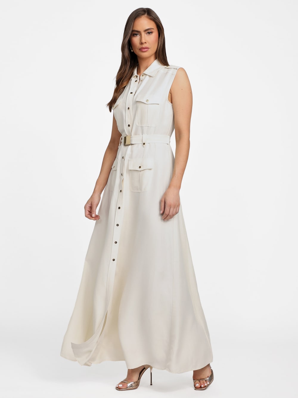 Eco Greta Linen-Blend Maxi Dress - Guess