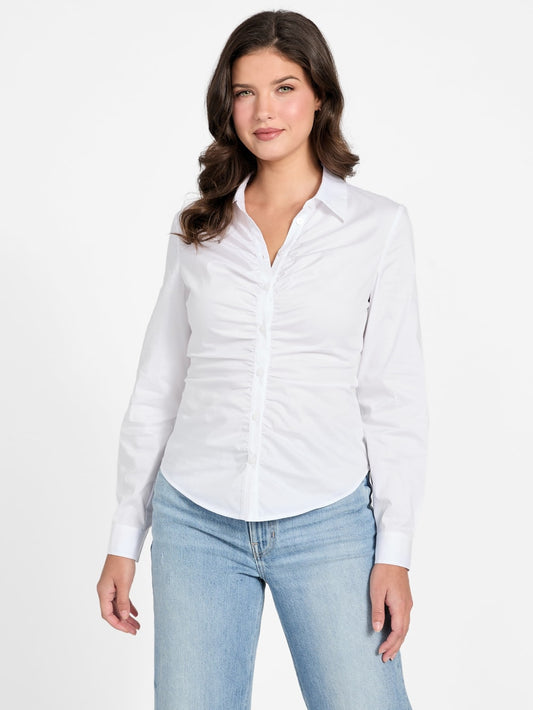 Emily Shirred Poplin Top - Guess