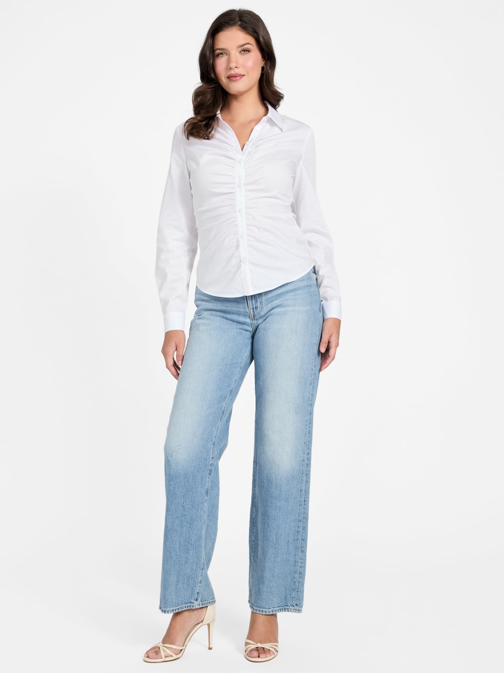 Emily Shirred Poplin Top - Guess