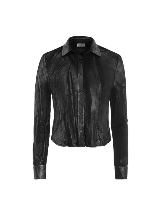metallic printed faux-suede shirt - Guess