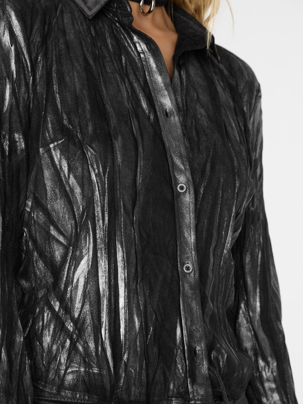metallic printed faux-suede shirt - Guess