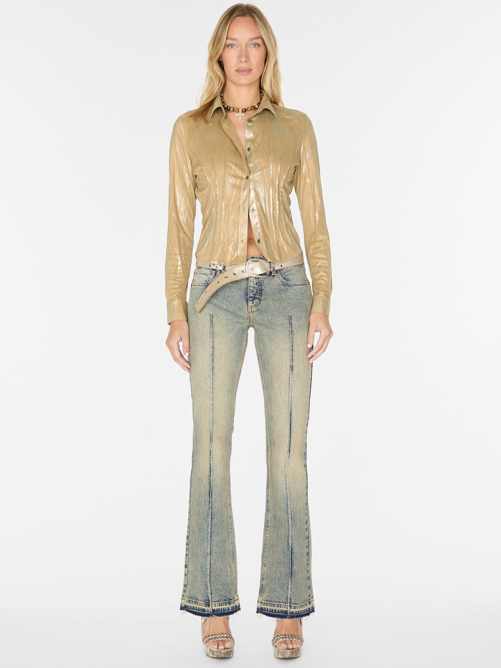 metallic printed faux-suede shirt - Guess