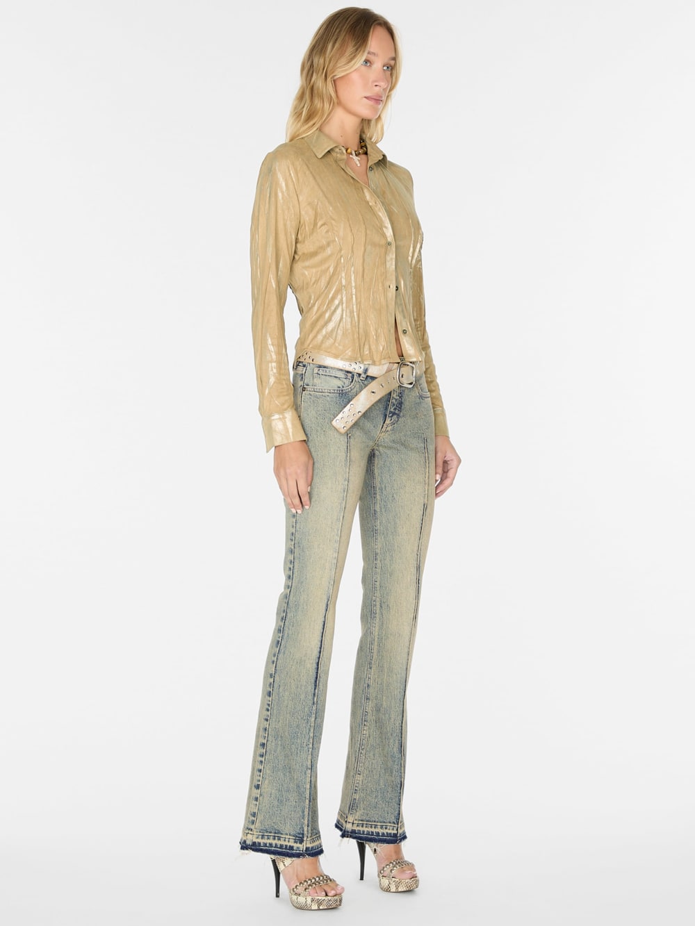 metallic printed faux-suede shirt - Guess