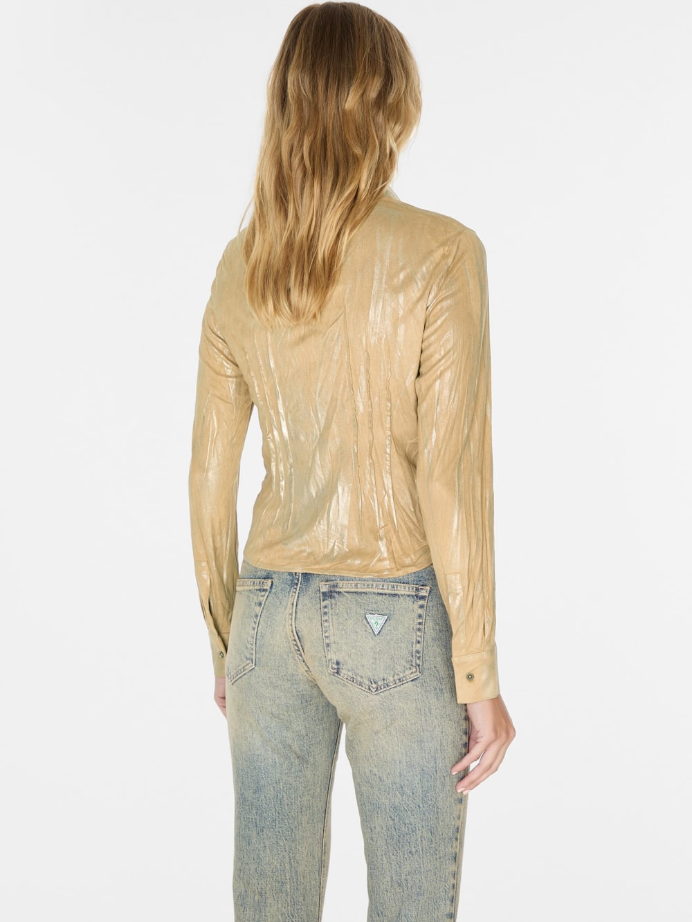 metallic printed faux-suede shirt - Guess