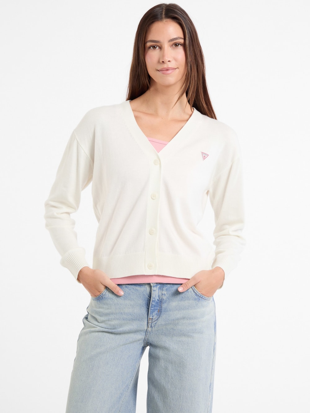 Silk and Wool-Blend Mini Triangle Cardigan - Guess