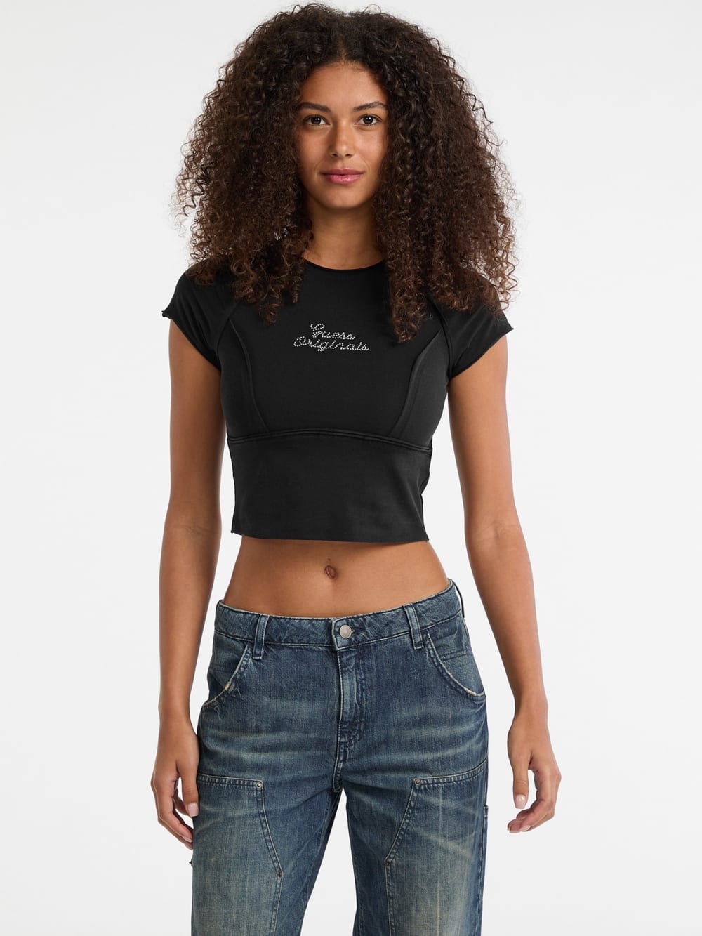 GUESS Originals Eco Raw Edge Rhinestone Tee - Guess