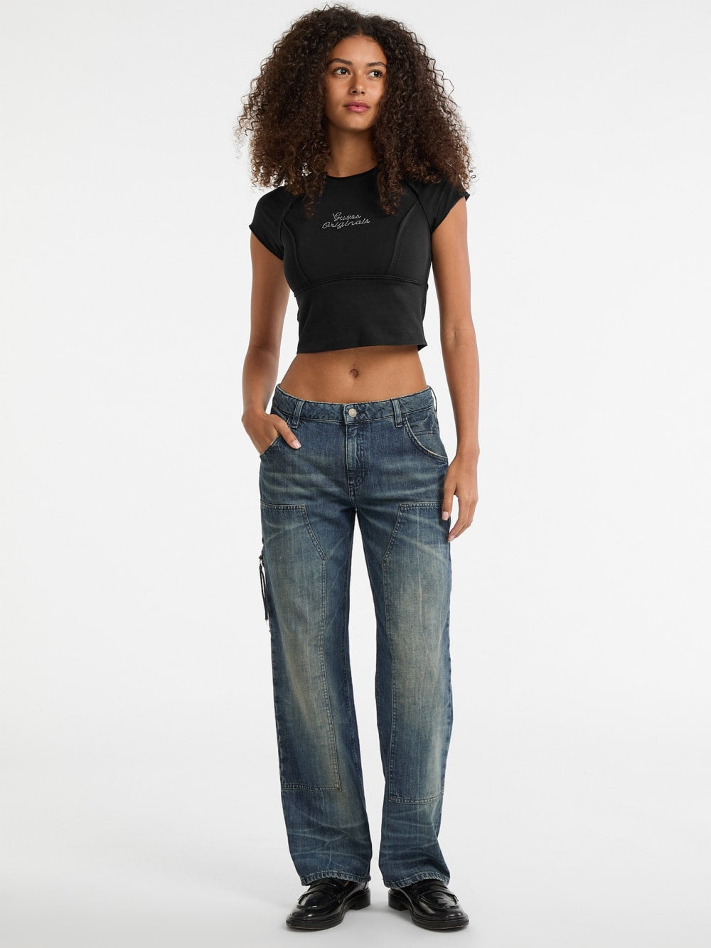GUESS Originals Eco Raw Edge Rhinestone Tee - Guess