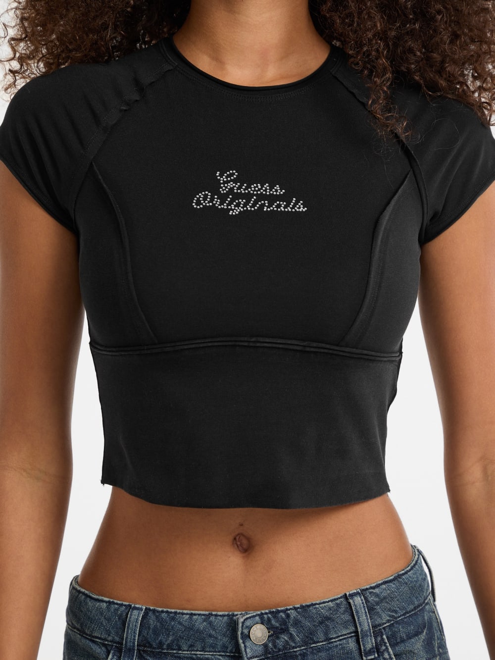 GUESS Originals Eco Raw Edge Rhinestone Tee - Guess