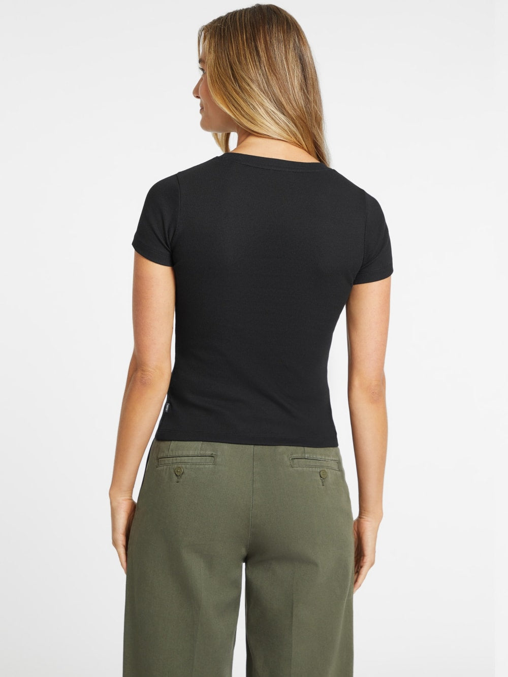 Slim Rib-Knit Embroidered Tee - Guess