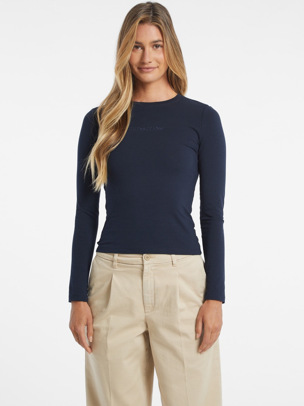 Slim Embroidered Long-Sleeve Tee - Guess