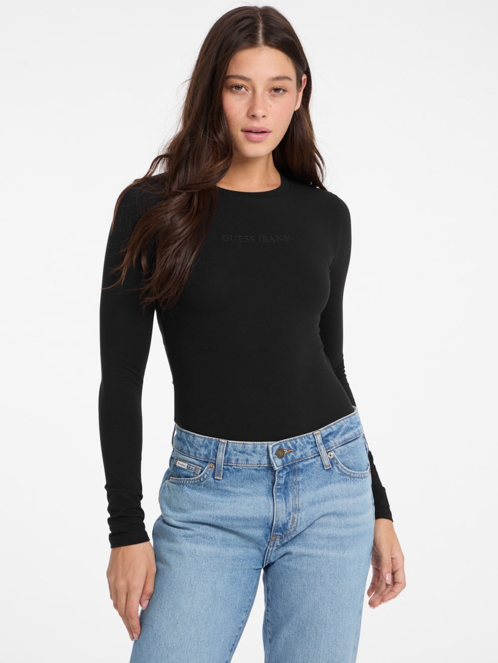 Slim Embroidered Long-Sleeve Tee - Guess